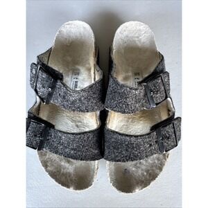 Birkenstock Arizona Rivet Gray SZ 37 Shearling Wool Germany
